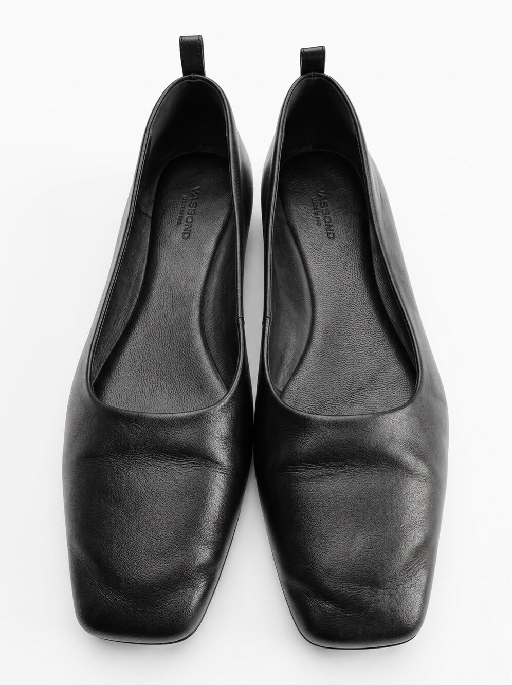 Vagabond Shoemakers Black Leather Square Toe Ballet Flats Size 38
